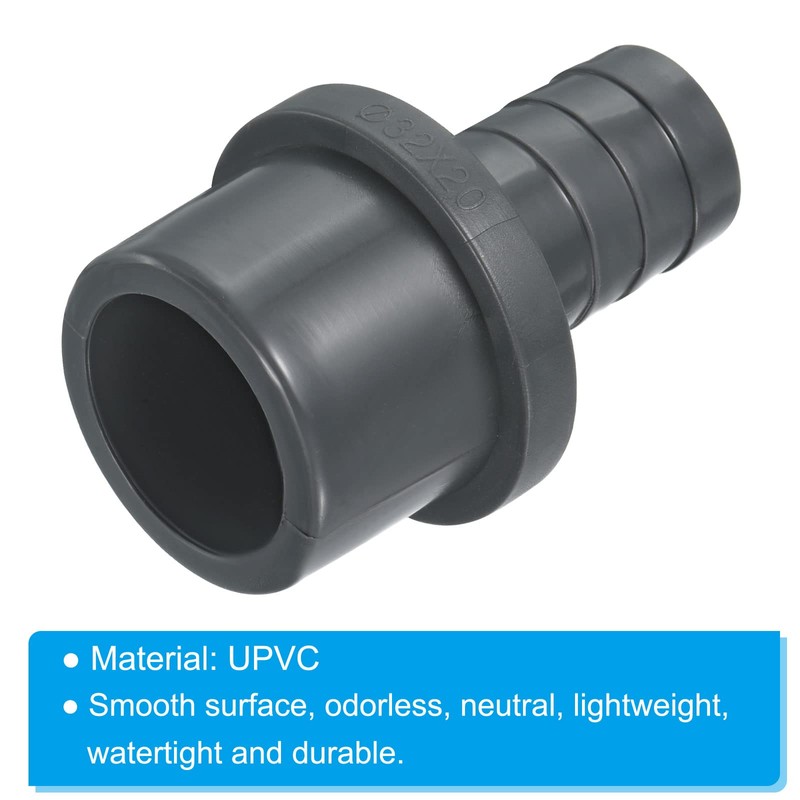 PATIKIL UPVC Reducer Pipe Fitting 32mm OD 20mm Barbed, 2