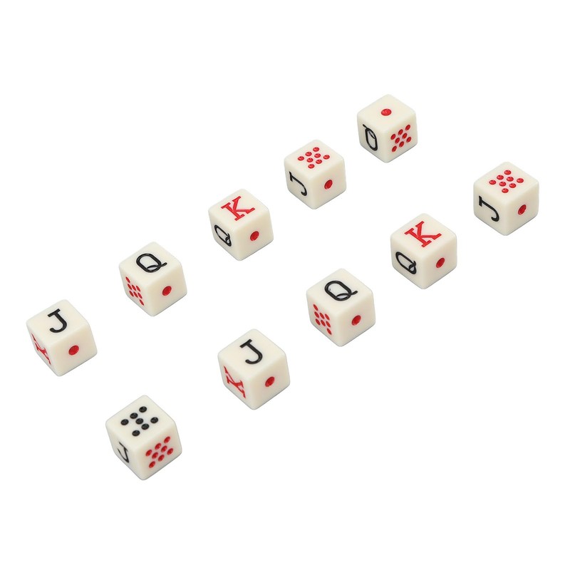 Pack of 20 Spanish Poker Dice, 6-Sided Poker Dice, Spanish