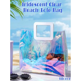 Woeoe 2 Pack Waterproof Plastic Handbag Clear Tote Bags Transparent Shopping Work Travel Tote Bags for Women