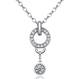 Morella Women's Charm Necklace Stainless Steel 70 cm with Charms Pendant Amulet in Velvet Bag, Stainless Steel, Cubic Zirconia