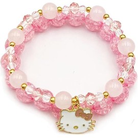 Cinnamoroll Crystal Bead Bracelet My Melody Sanrio Bracelets Cute Cartoon Kawaii Elastic Beaded Bracelets for Girls Women (PinkKt2, Alloy)