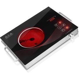 TYEMUI Electric Hot Plate Single Burner for Cooking, Portable Countertop Free Standing Stove Single Burner, 2200 watts Glass Ceramic Cooktop with Timer…