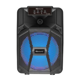 IQ Sound IQ-2108BT Cyber Flex8 8" Portable Bluetooth Speaker w/True Wireless Stereo, LED Light Show, USB/SD/AUX/Mic/FM, 5W RMS, 1200mAh Rechargeable Battery, Top Control Panel & Carry Handle