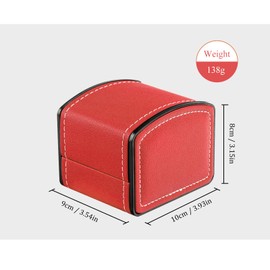 FuninCrea Watch Case, Single PU Leather Watch Travel Case Jewelry Storage Case Organizer with Removable Cushion, Portable Square Watch Box Bracelet Holder for Most Watches, Smart Watch(red)