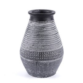 Terracotta Rustic Vase - Farmhouse Ceramic Flower Vases, Vintage Home Decoration Vase, Clay Vase, Vase Centerpiece for Table, Vase for Living Room, Bathroom, Shelf Decor, 9.8 Inch