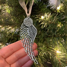 LYPER Angel Wing Memorial Ornament Christmas Hanging Ornament Christmas Tree Hanging Pendants with Ribbon for Christmas Party Personalize Memorial Ornaments (Sister)
