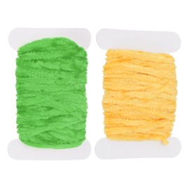 PATIKIL Chenille Fly Tying Total 10 M, 2 Pack Rayon Chenille Fly Tying Materials Line Fly Thread Supplies for Making Fishing Hook Jig Making Fly Patterns Fishing, Dark Yellow/Green