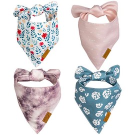 Remy+Roo Bandanas para perros – Paquete de 4 | Juego Elise | Tela duradera de alta calidad | Forma única | Ajuste ajustable | Múltiples tamaños ofrecidos (XL)