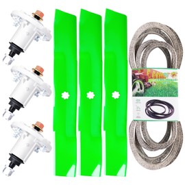 TENGMUJX 54 inch Lawn Mower Rebuild Deck Spindle Blade Be lt Kit Compatible with John Dee re D170, LA150, LA175, G110, 190C Lawn Mower Includes (3) Spindles GY20867 GY21099 (3) Blades GX21380 GY20679