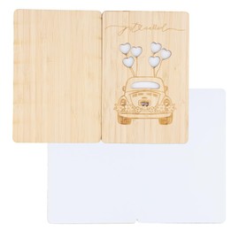 Wooden Wedding Cards for Bride and Groom, Just Married Wedding Day Congratulations Card, Mr and Mrs Wedding Greeting Card with Envelope, Anniversary Card for New Couple Wife Husband (B)