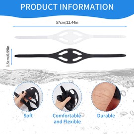 NICENEEDED 2 Pcs Scuba Mask Strap, Black and Transparent Dive Mask Strap, Universal Silicone Replacement Snorkeling Mask Strap Swimming Diving Mask Straps Head Band Spare Parts Accessories