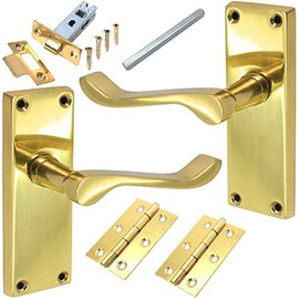 Polished Brass Internal Lever Latch Door Handles & Fixings Set