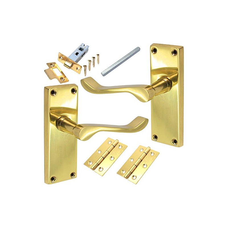 Polished Brass Internal Lever Latch Door Handles & Fixings Set