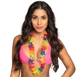 Boland 52415 – Hawaiikette Regenbogen, Halskette, Sommer, Strand, Blüten, Blumen, Meer, Urlaub, Accessoire, Verkleidung, Kostüm, Karneval, Mottoparty, Hula