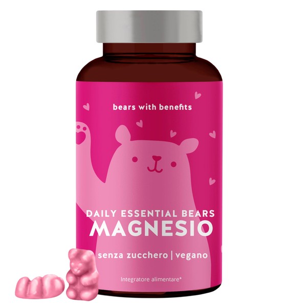 Magnesium Gummy Bears - Power to Muscles and Nerves - Energy and Relaxation with 250mg Magnesium Citrate Per Dose - 45 Pieces - Vegan Vitamin Buds Sugar-Free - Bears with Benefits