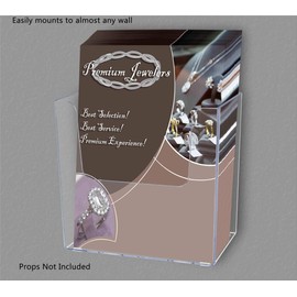 Marketing Holders 2 Pack 5.5" Brochure Holder Wall Mount or Countertop with Hardware Clear Acrylic Horizontal Menu Organizer Display Printed Material Bin for Clothing Shops and Hospitals