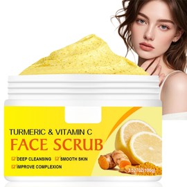 100g Vitamin C & Turmeric Face Scrub,Turmeric Body Scrub with Vitamin C,Facial Scrub Exfoliator,Skin Exfoliator Face for Woman,Exfoliating Face Scrub,Facial Scrub for Smoother Skin,Exfoliating Scrub