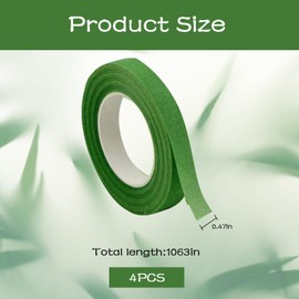 Ymxil Pack of 4 Florist Tape, Green, Florist Crepe Tape, Green Florist Tape, Masking Tape, Flower Tape, Floristry Supplies for Bouquet, Bouquets, Crafts, DIY (1.2 cm x 27 m)