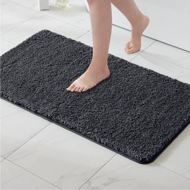 MIULEE Bath Mat Soft Bath Rug Non-Slip Bath Mat Bathroom Mat Bed Rug Fluffy Rug Bathroom Rug Shower Mat for Bath & Living Room Bedroom 40 x 60 cm Dark Grey