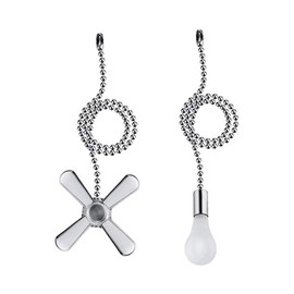 Ceiling Fan Pull Chain, 2pcs 3mm Diameter Beaded Ball Fan Pull Chain , 13.6 Inches Fan Pulls Set with Connector（Nickel ）