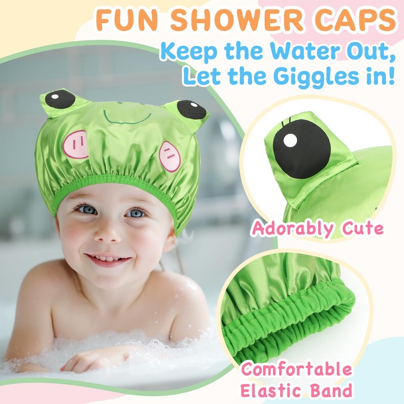 kilofly 4pc Waterproof Reusable Bath Hat Kids Fun Cartoon Animal