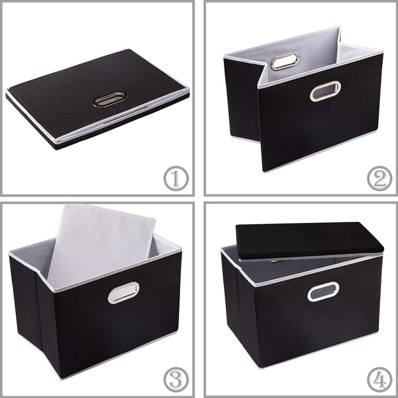 PRANDOM Large Foldable Storage Box with Lid [1-Pack] Fabric Collapsible