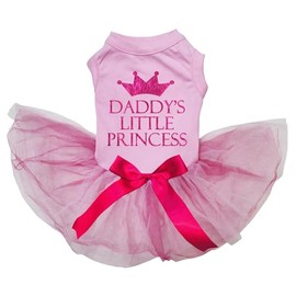 Petitebelle Daddy's Little Princess Puppy Dog Dress (Pink/Pinks, Large)