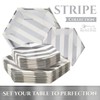 Silver Spoons Disposable Dinnerware Set Stripe Collection, 18 Servings, White/Silver
