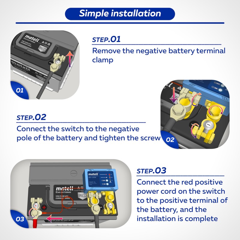 matell DC 12V Remote Battery Disconnect Switch Smart Voltage Control