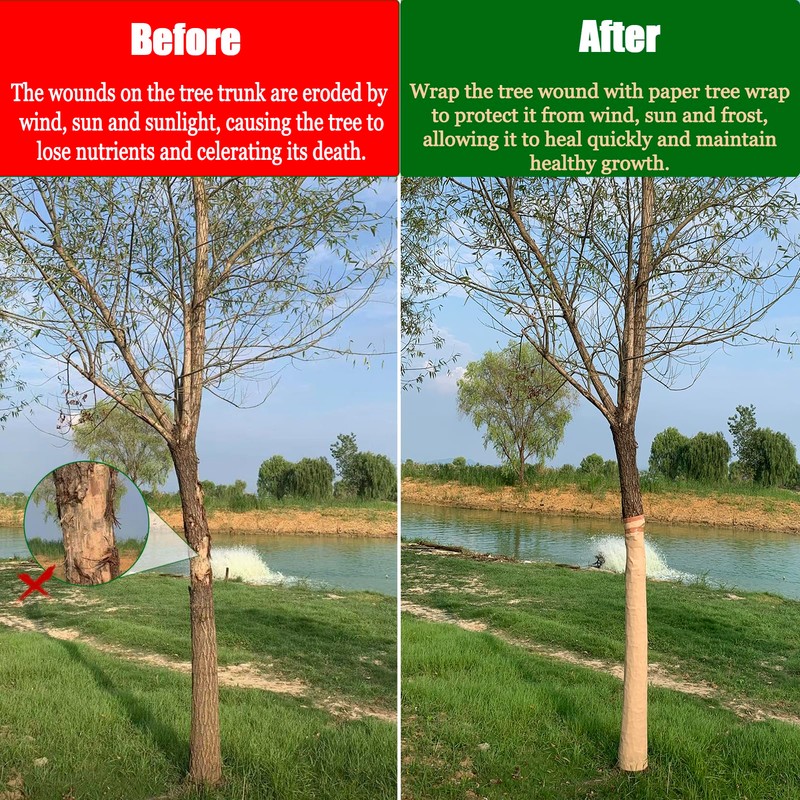 213 Ft Paper Tree Wrap For Damaged Bark, Weather Resistant