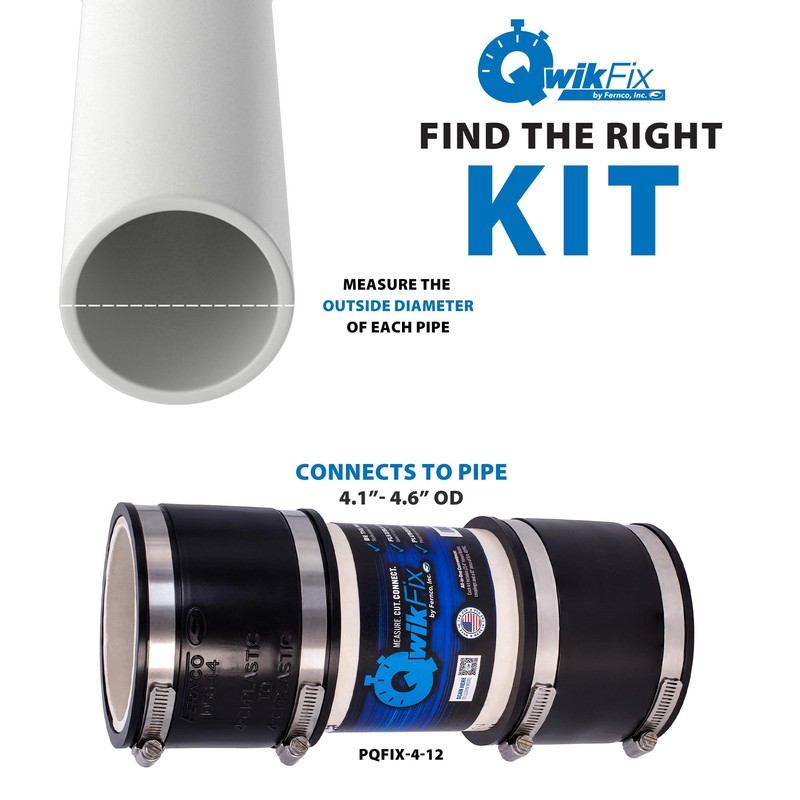 Fernco QwikFix Broken Pipe 4" Coupling Repair Kit for Plastic,