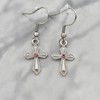 Cross Charm Women's Earrings in Silver Toned Metal | Handcrafted