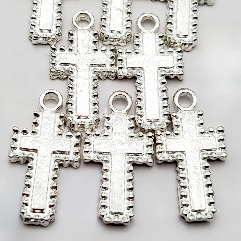 Ny6design Pewter Cross Charms – 19mm 8pcs Mini Silver Pendants