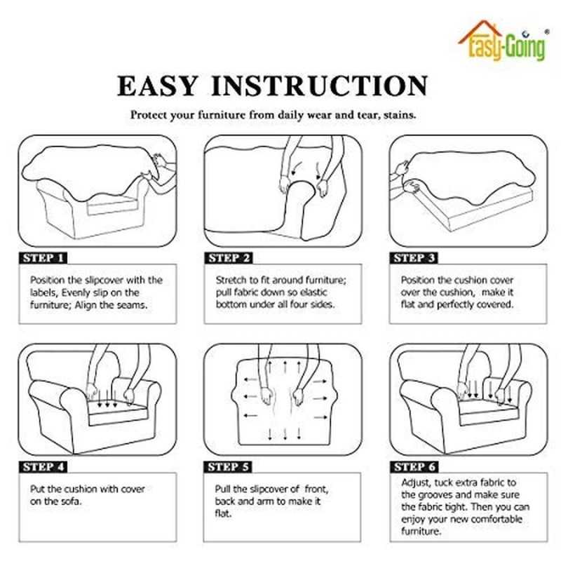 Easy-Going 2 Pieces Microfiber Stretch Sofa Slipcover – Spandex Soft