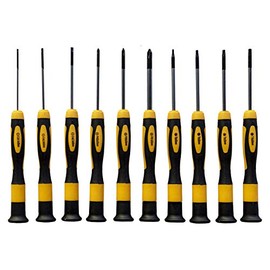 NEXTOOL D1105-59 Screwdriver Set, 10pcs Chrome Vanadium Steel, Ergonomic Design, Red/Yellow, 17 cm Long, Flat Head Style