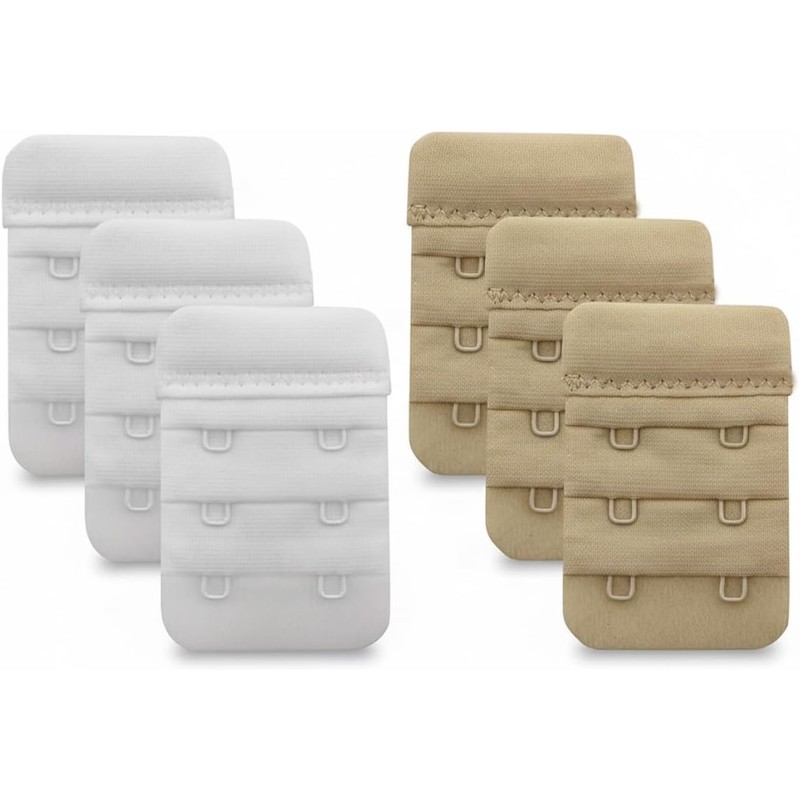 Soft Bra Extender 3 Hook, 6-Pack Comfortable Bra Back Extenders