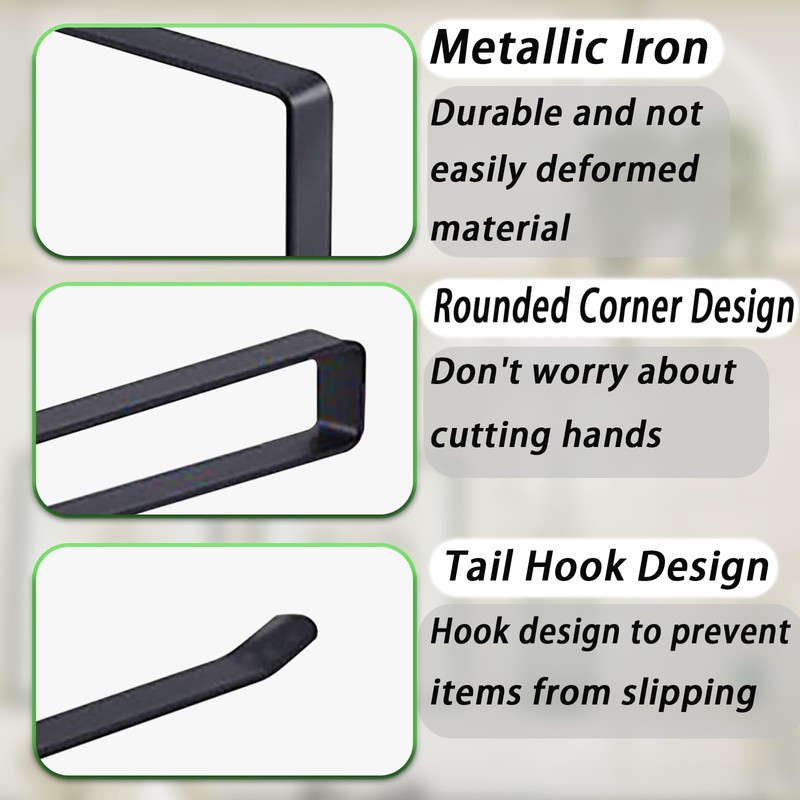 LMSAWK Pack of 2 Black Multifunctional Kitchen Roll Holder, High-Quality