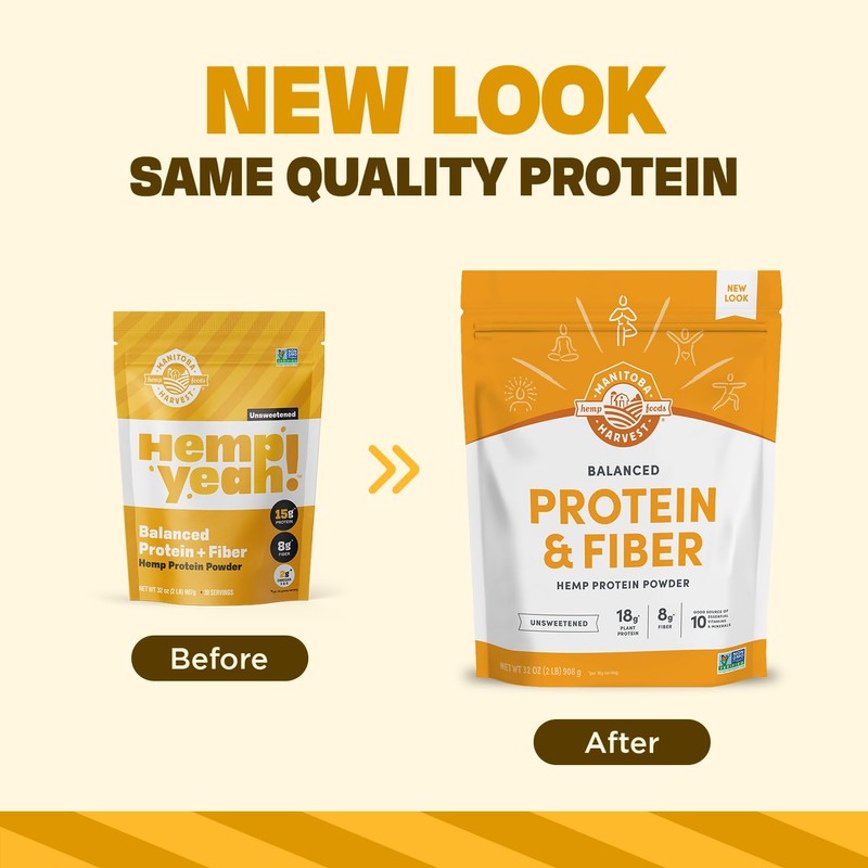 Manitoba Harvest Hemp Yeah Balanced Protein and Fiber Powder, Unsweetened,