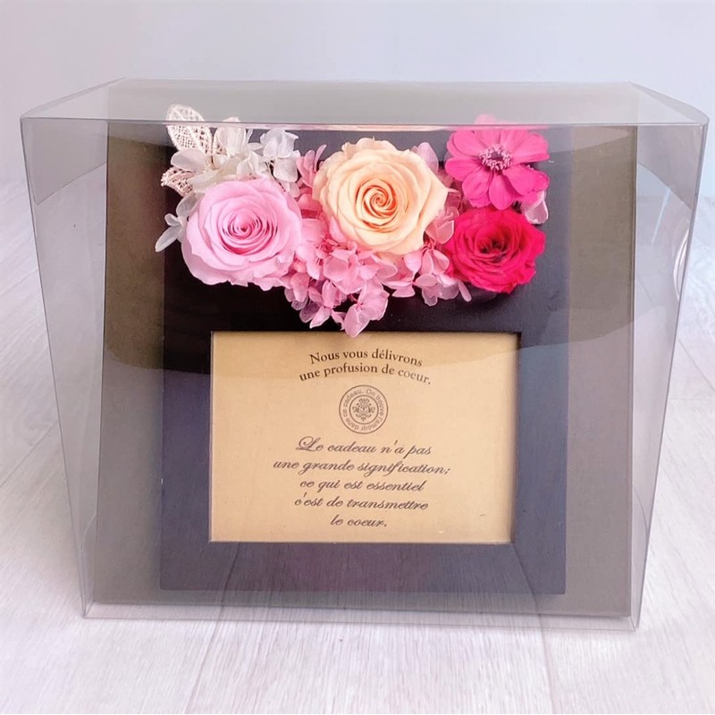Takaoka Hanakin Preserved Flower Wood Box Photo Frame Luxury Preserved