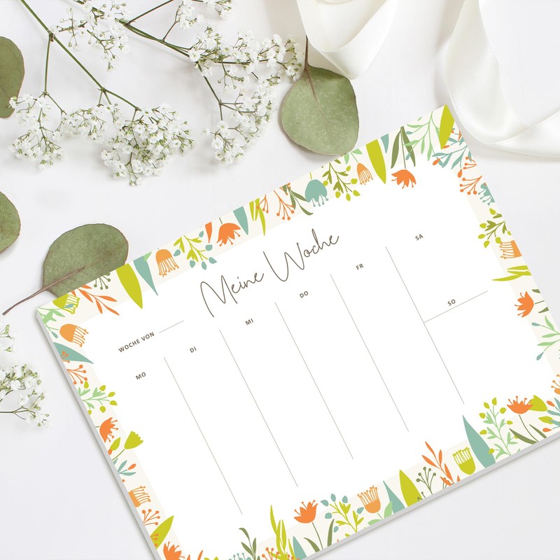 Cucoller Weekly Planner Pad A4 without Fixed Date (50 Pages),