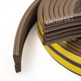 BIGTEETH Weather Stripping Door - E Shape 4mm x 9mm Rubber Door Seal Strip,Weather Stripping Window Seal Strip,Self-Adhesive Window Seal Strip(Brown)