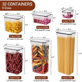 68 PCS Airtight Food Storage Containers With Lids,BPA Free Kitchen Organization Set,Dishwasher Safe,With Labels,Marker,Spoon,Cereal & Flour Dispensers