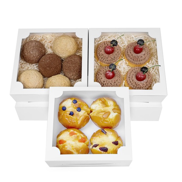Capkyke Capkyke 20pcs 8x8x2.5 Inch White Bakery Boxes Cookie Boxes