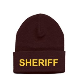 Black with Gold Lettering Sheriff Watch Cap, Beanie Style, Universal Size