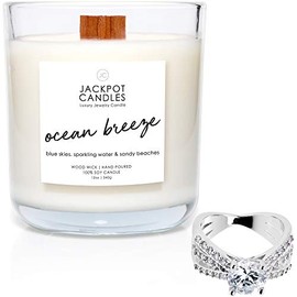 Jackpot Candles Ocean Breeze Candle with Ring Inside (Surprise Jewelry Valued at $15 to $5,000) Ring Size 5