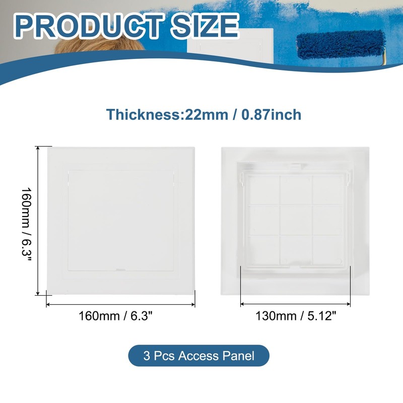 PATIKIL 5x5 Inch Removable Hinged Access Panel, 3Pcs ABS Plumbing