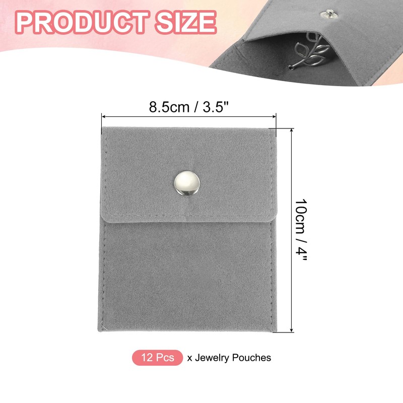PATIKIL 3.5x4 Inch Jewelry Pouch, 12 Pack Velvet Pouches Snap