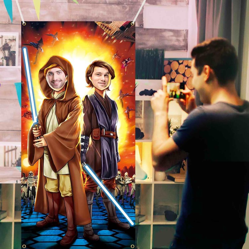 Galaxy Wars Backdrop 3 x 5.9 ft, Space Wars Face