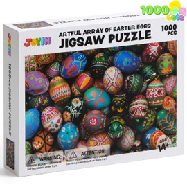 JOYIN 1000 Large Piece Jigsaw Puzzle Eggcellent Easter Eggs Theme Jigsaw Puzzles for Easter Party Plush Easter Basket for Baby, Toddler Kids of All Ages