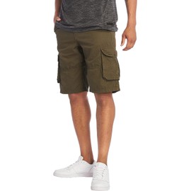 Southpole Men's Ripstop Belted Cargo Shorts, Olive, 40